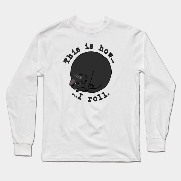 Rolling Cat - Black Long Sleeve T-Shirt by CCDesign